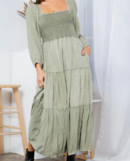 Embroidered Mid-length Dress